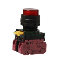빨간색 측면 램프가 있는 누르기 버튼 22 Idec YW1L-M2E01Q4R