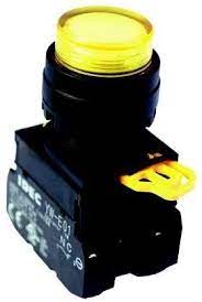 노란색 표시등이 켜진 버튼 누르기 Idec YW1L-M2E10Q4Y