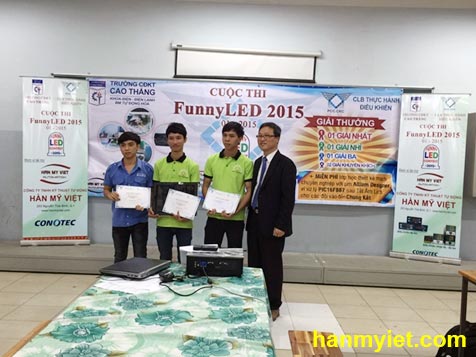 Hàn Mỹ Việt phối hợp với nhà sản xuất điều khiển nhiệt độ Conotec (Hàn Quốc) tài trợ cuộc thi Funny LED 2015 tại trường Cao Thắng