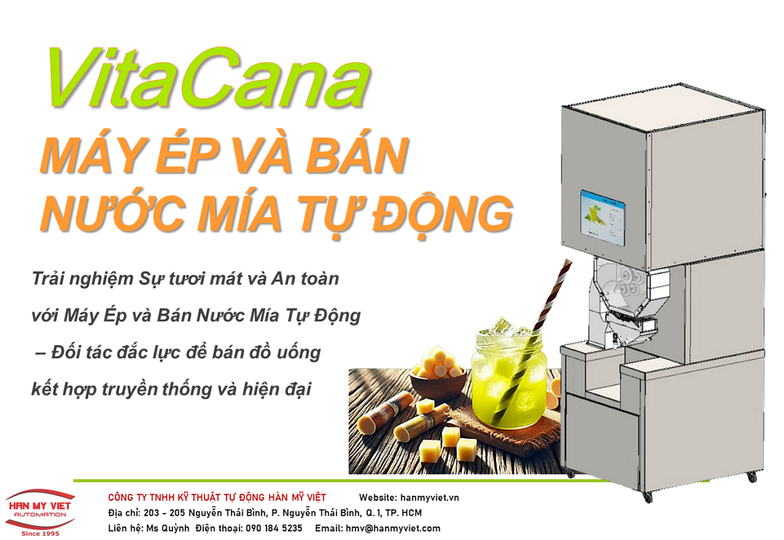 Giới thiệu VitaCana máy ép và bán nước mía tự động 